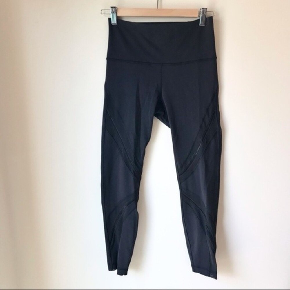 LULULEMON Leggings High Times Special Edition Metta Mesh Panels Black 7/8 Length - Picture 4 of 15